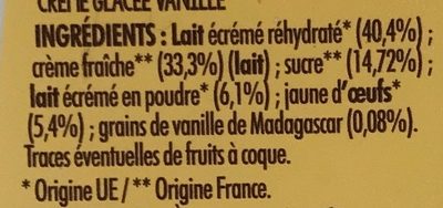 Adélie L'Essentiel Crème glacée vanille le bac de 500 - Ingrediënten - fr