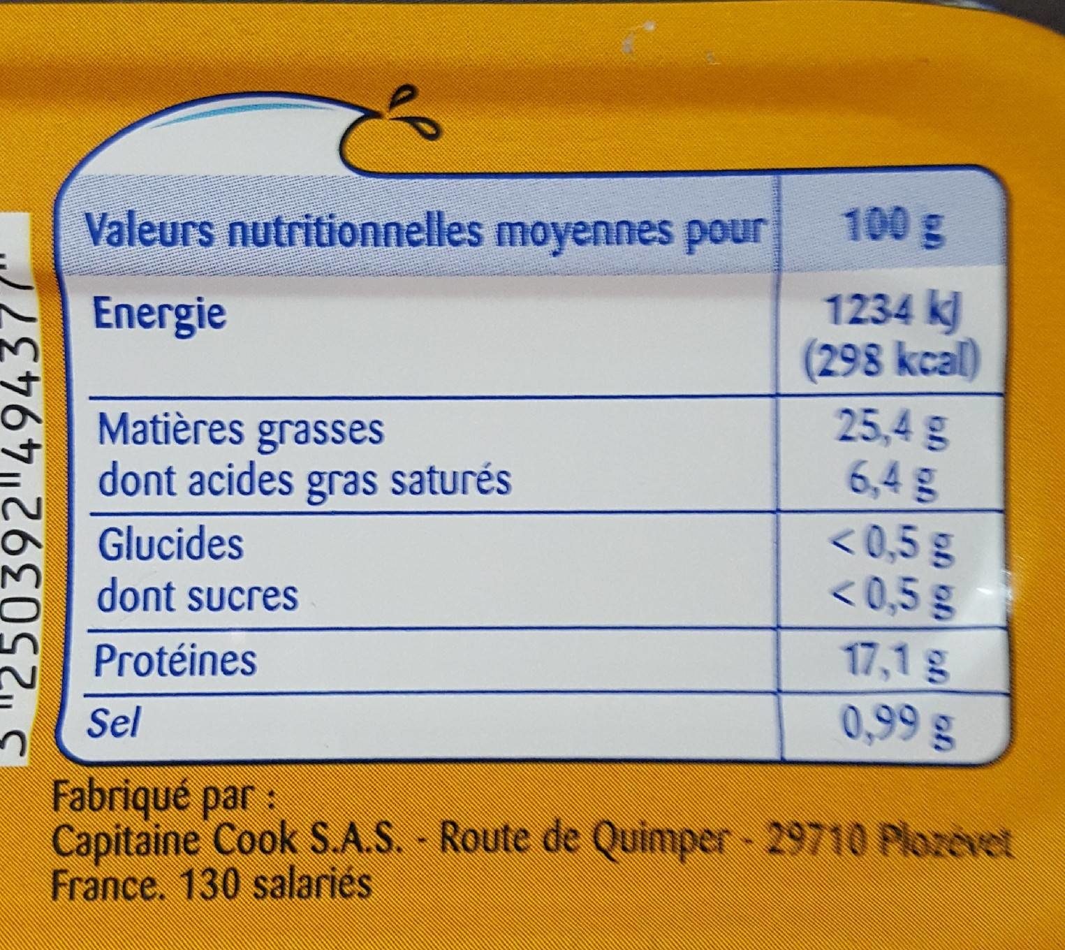 Filets de maquereaux grillés sauce rouille - Voedingswaarden - fr