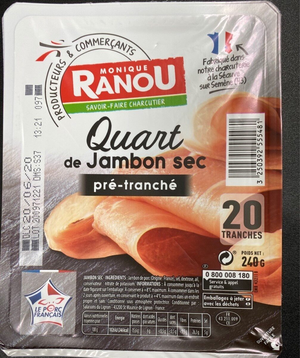 Quart de jambon sec pré-tranché - Product - fr