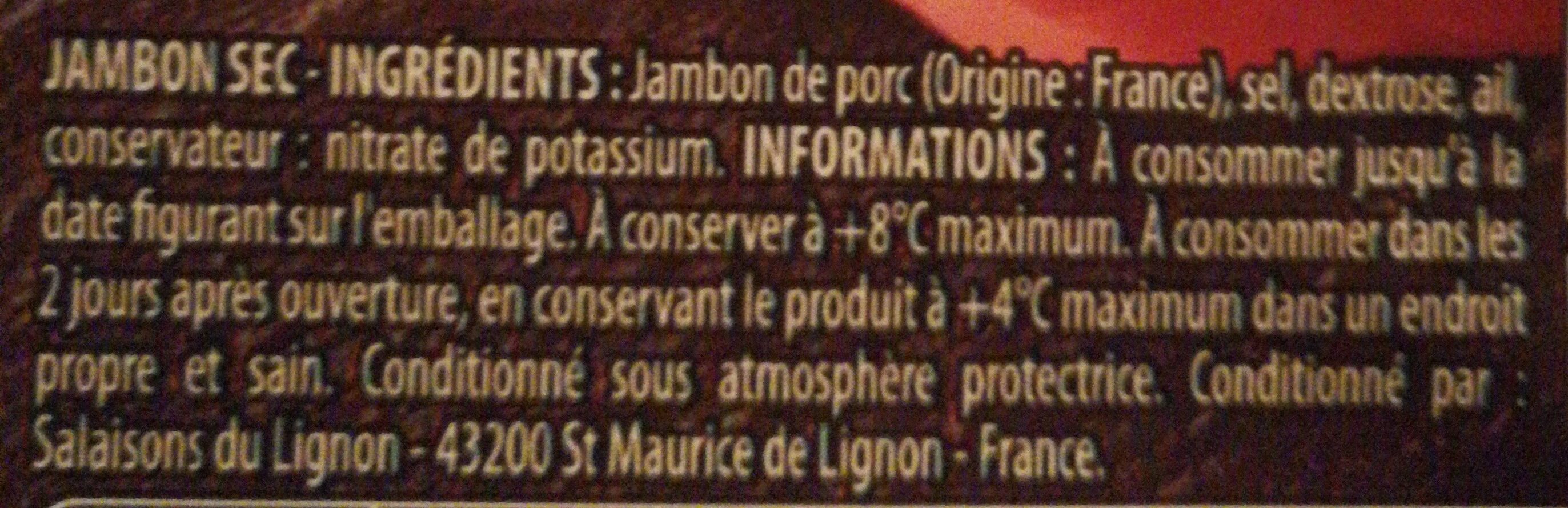 Quart de jambon sec pré-tranché - Ingredients - fr