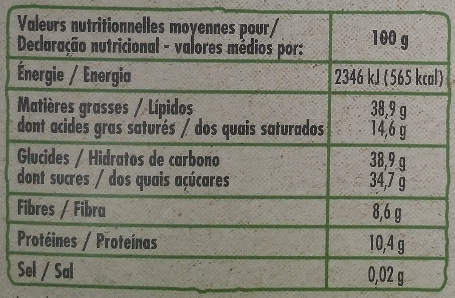 Chocolat noir aux noisettes - Nutrition facts - fr