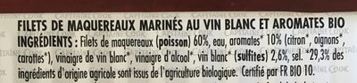 Filets de maquereaux au vin blanc et aromates bio - Ingredients - fr