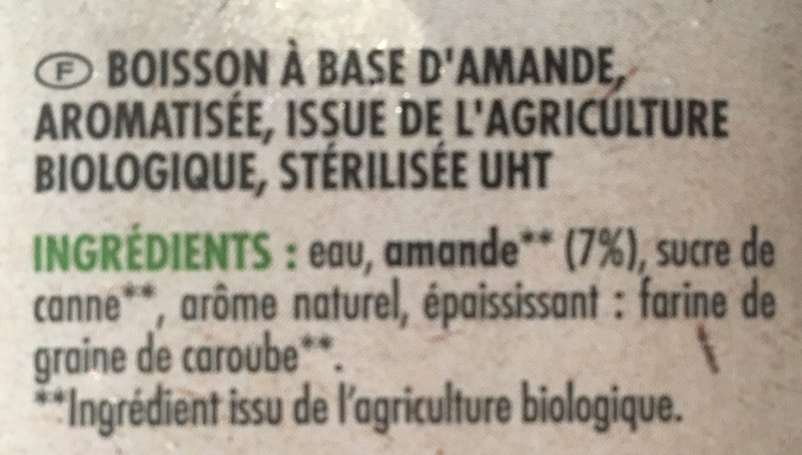 Boisson amande intense bio 1L - Ingredients - fr