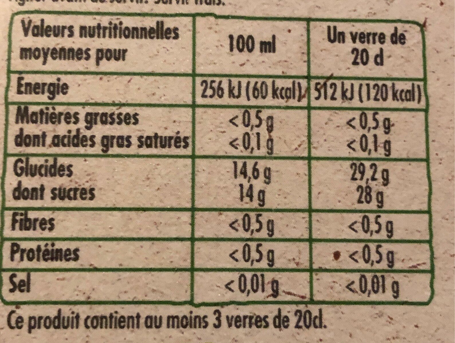 100% pur jus de fruits rouges BIO - Voedingswaarden - fr