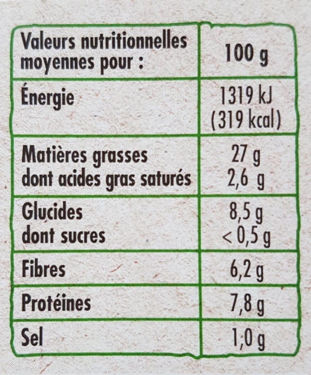 Houmous - BIO - 160g - Nutrition facts - fr