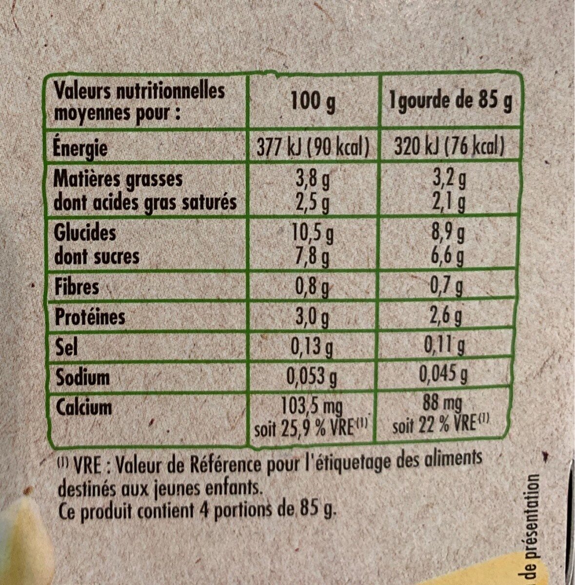 Creme a la vanille bio - Nutrition facts - fr