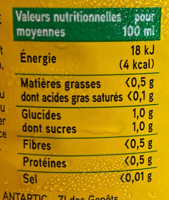 Boisson saveur citron - Nutrition facts - fr