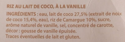 Riz au lait Vanille au lait de coco - Ingrediënten - fr