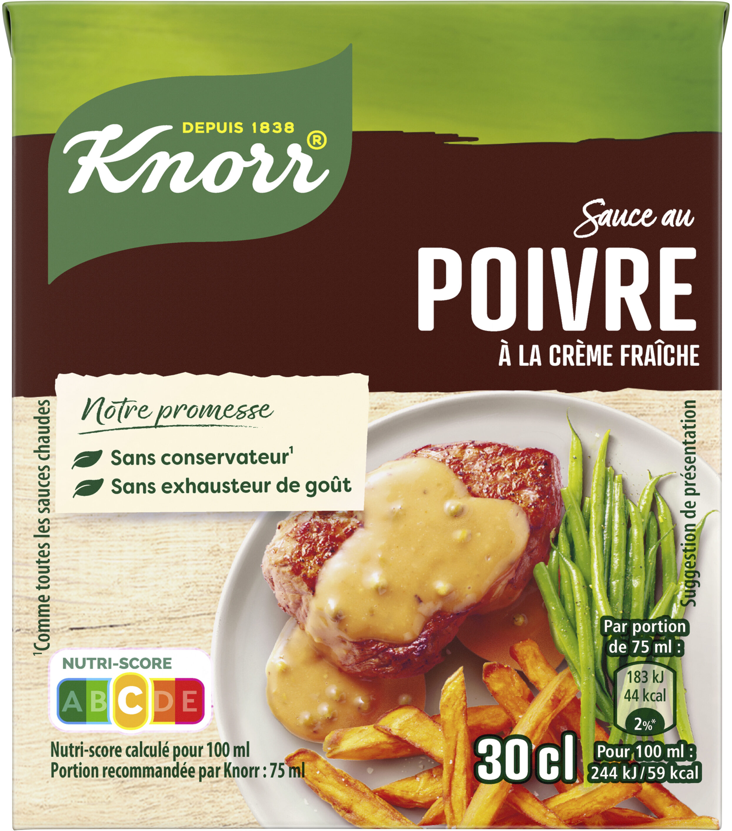 Knorr Sauce Poivre à la Crème Fraîche Brique 30cl - Produit