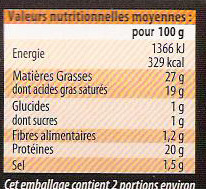 Ermitage From'Chaud +40g gratuits - Tableau nutritionnel