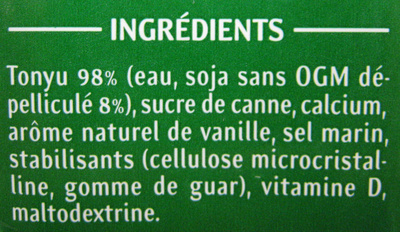 Soja Vanille - Ingrédients