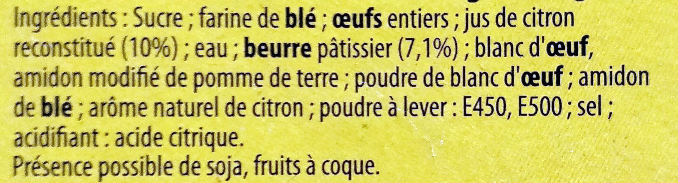 Tarte au Citron Meringuée - Zutaten - fr