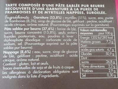 Tarte aux Myrtilles - Ingredients - fr