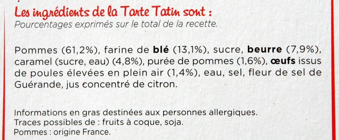 Tarte tatin - Ingrediënten - fr