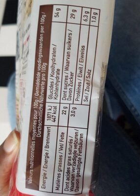 Madeleines longues marbrées chocolat - Tableau nutritionnel