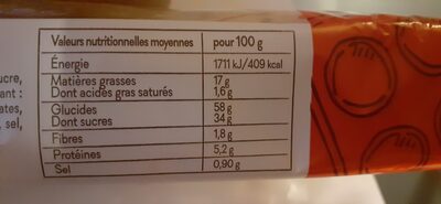 Le Ster - Madeleines Long Raisins, 250g (8.8oz) - Tableau nutritionnel