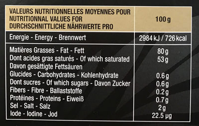 Beurre de Baratte - Nutrition facts - fr