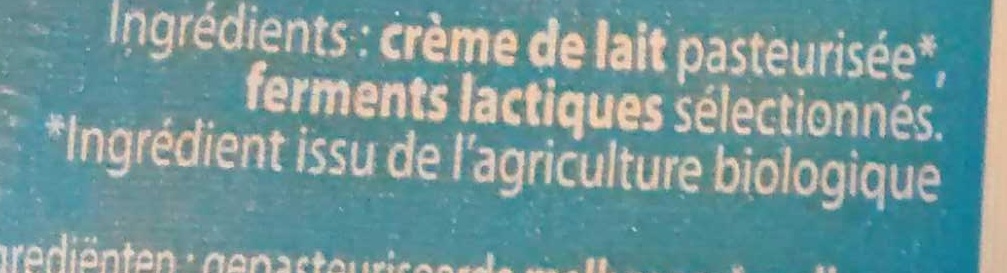 Beurre de baratte biologique doux - المكونات - fr