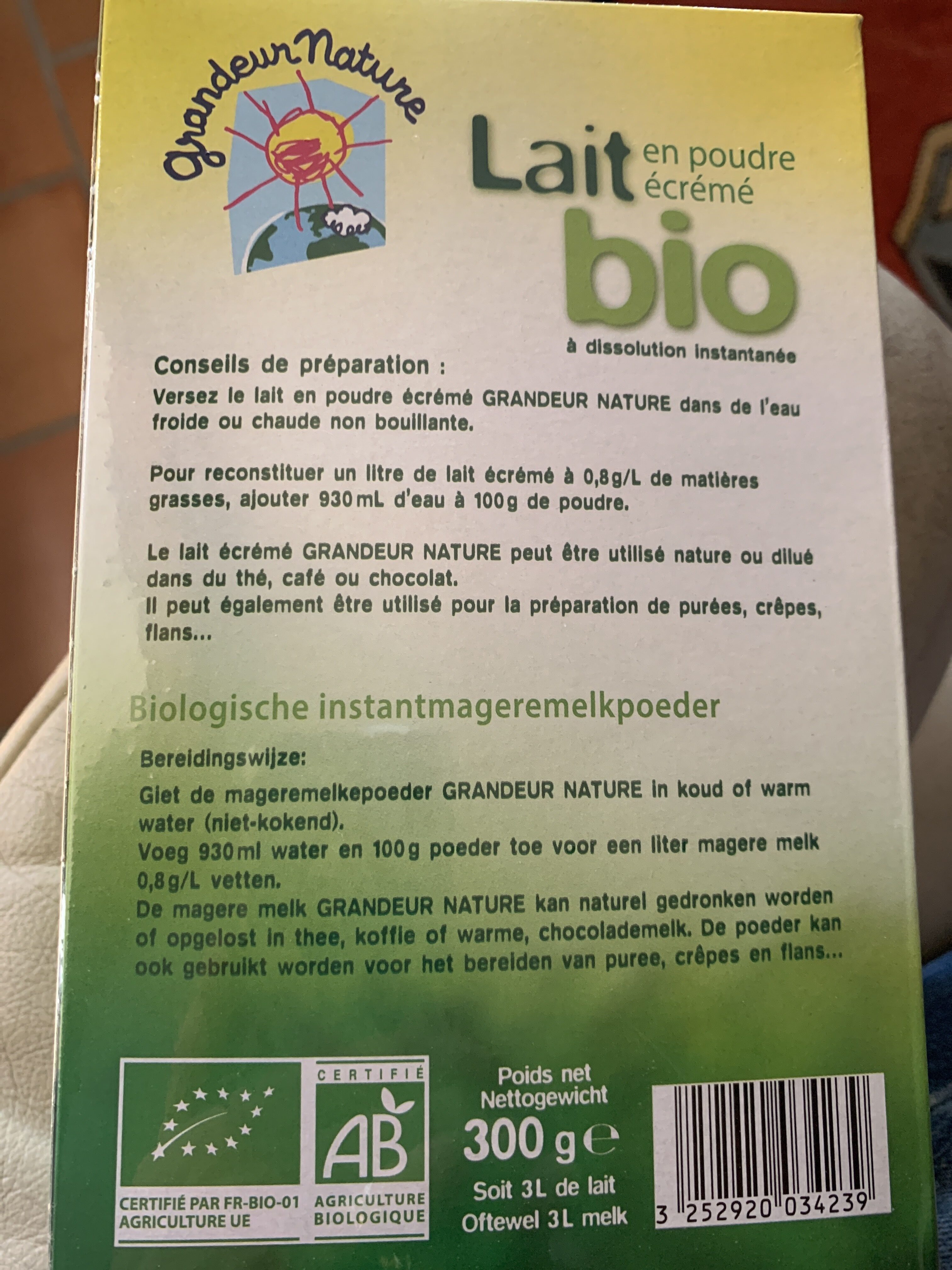 Lait en poudre écrémé bio - Istruzioni per il riciclaggio e/o informazioni sull'imballaggio - fr