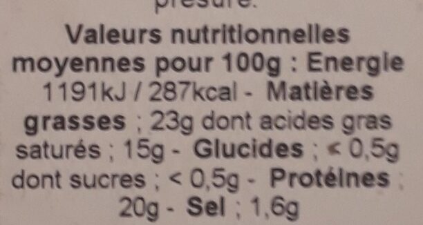 Le grand brie - Nutrition facts - fr