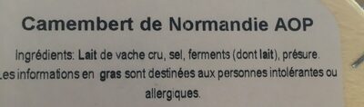 Camembert de Normandie AOP - Ingredients - fr