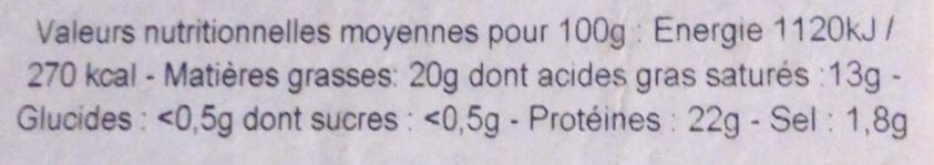 Camembert de Normandie AOP - Nutrition facts - fr
