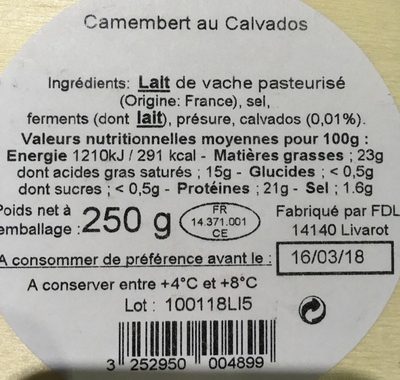 Camembert - Ingredients - fr