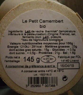 Petit camembert - Ingredients - fr