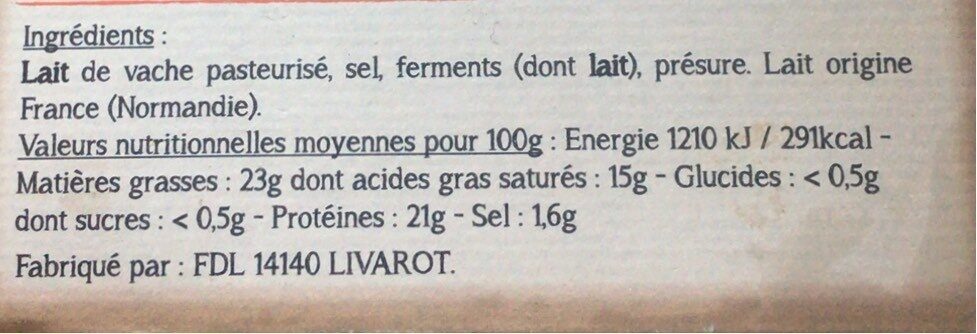Camembert Au Barbecue - Nutrition facts - fr
