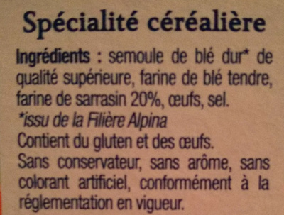 Les Crozets au Sarrasin - Ingrediënten - fr