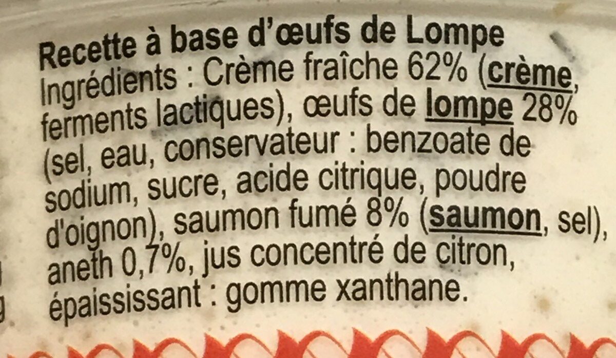 Œufs de lump à la crème - authentik recette scandinave - Ingredients - fr