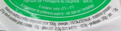 Sechons au lait thermise LE CHARTROUSIN, 40%MG - Nutrition facts - fr