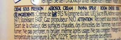 Crème sous pression à la vanille  250g - Ingrédients
