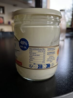 Crème d'Isigny - Tableau nutritionnel
