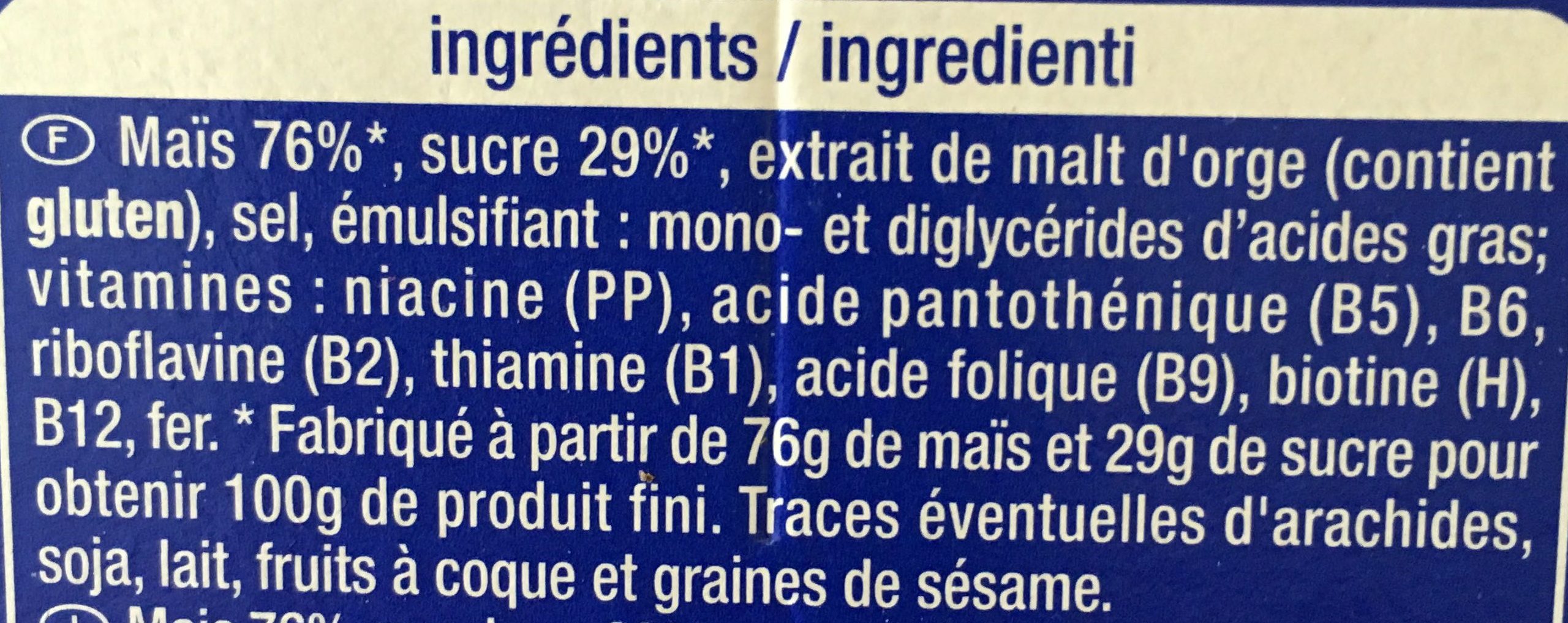 Sugar Flakes - Ingredients - fr