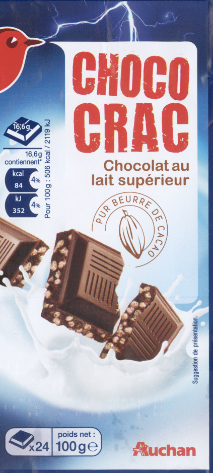 Choco crac - Chocolat au lait supérieur et aux céréales croustillantes - Produit