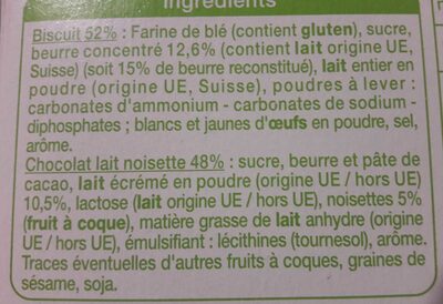 Petit beurre tablette chocolat lait-noisettes - Ingrédients