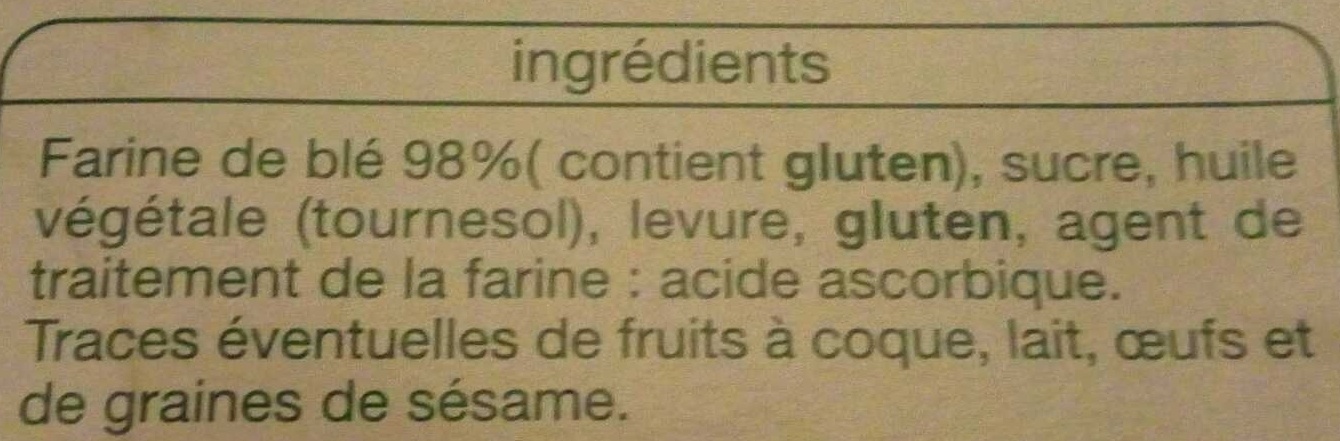 Biscottes très pauvres en sel - المكونات - fr