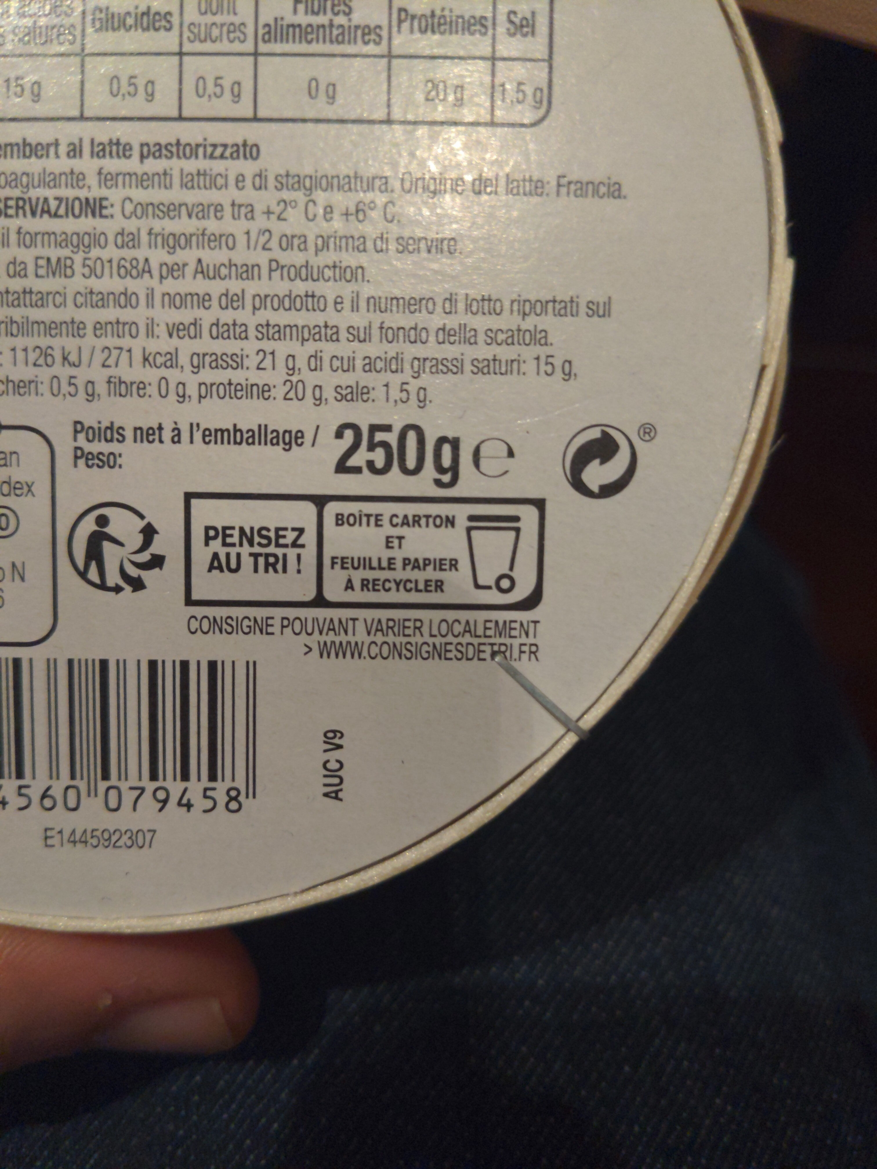 Le Camembert lait origine France - Recycling instructions and/or packaging information - fr