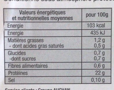 4 Brochettes de filets de poulet - Nutrition facts - fr