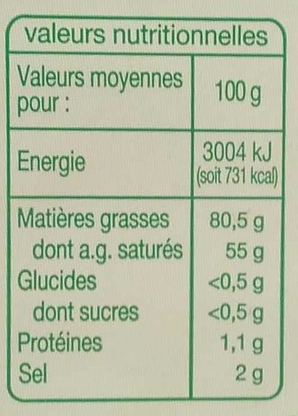 Beurre demi-sel - Nutrition facts - fr