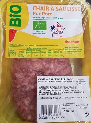 Chair à saucisse pur porc bio - Nutrition facts - fr