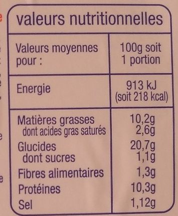 Poisson au Fromage Fondu - Voedingswaarden - fr
