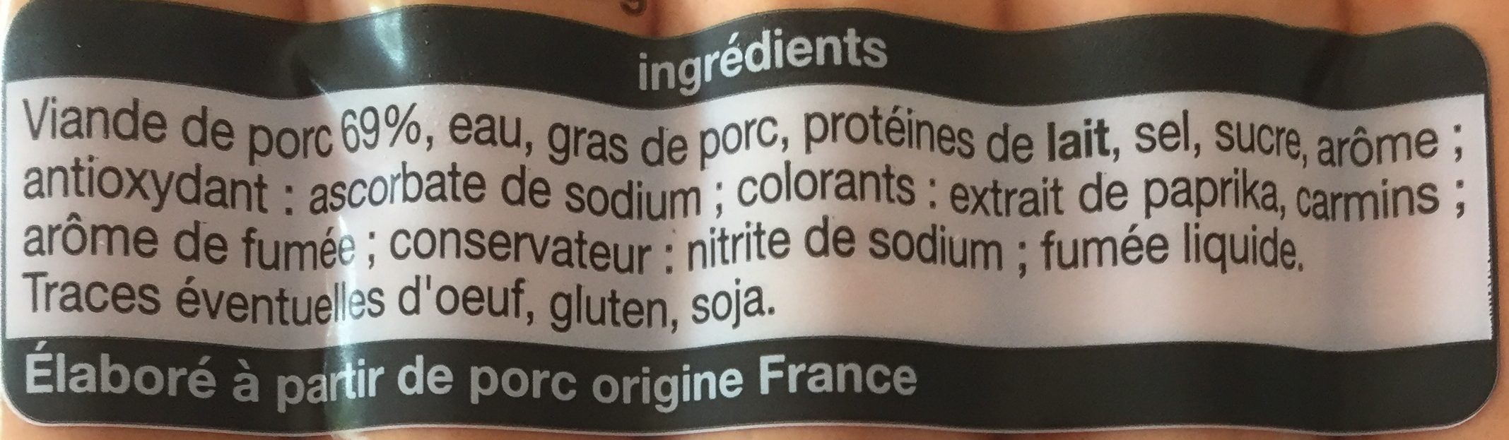 Knacks x10 350g prix choc - Ingredients - fr