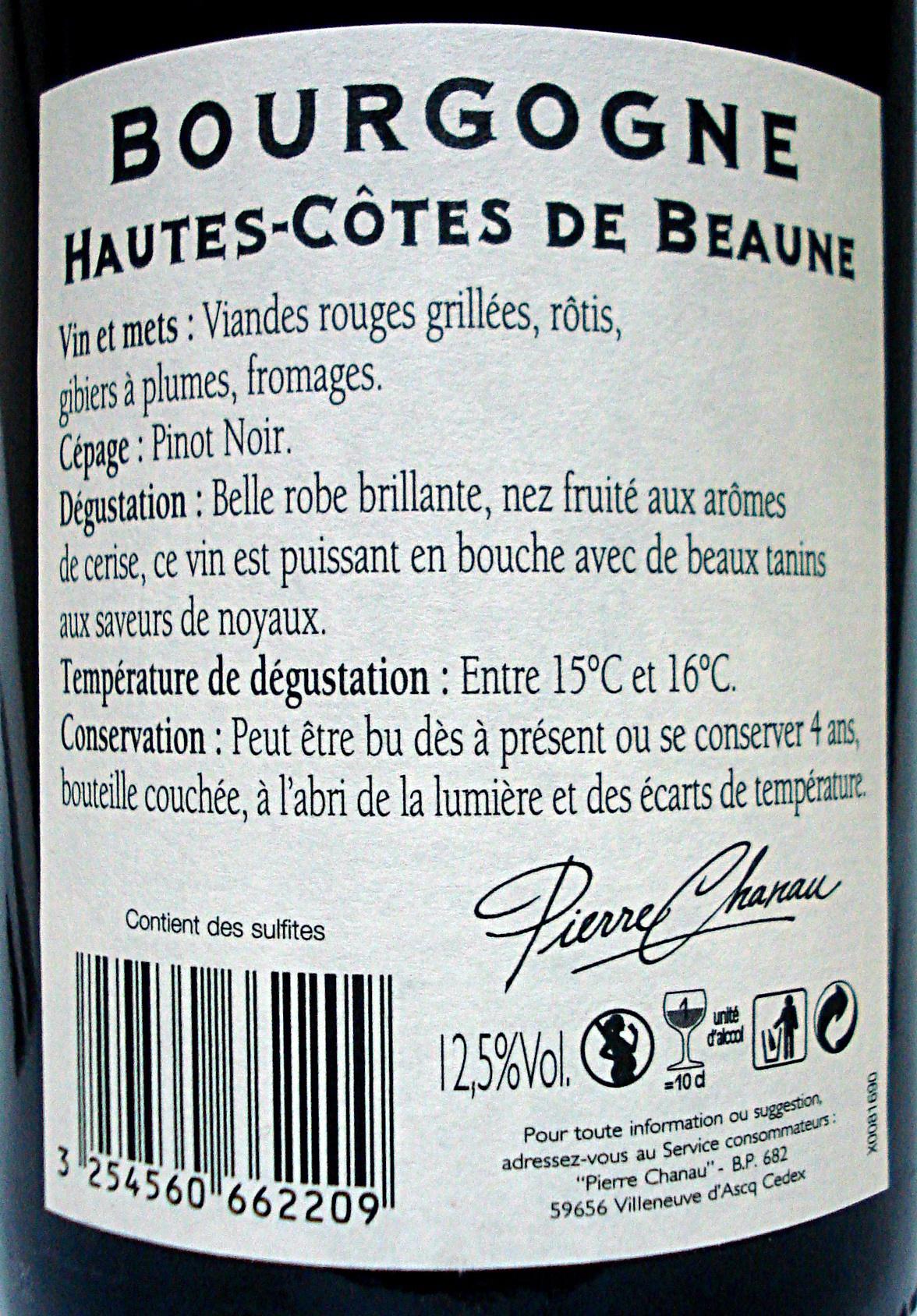 Bourgogne Hautes-Côtes de Beaune 2011 - Ingrédients