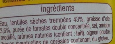 Lentilles Cuisinées à la graisse d'Oie - Ingredients - fr