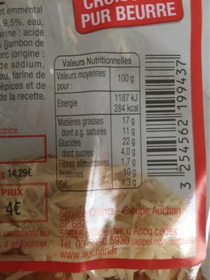 Croissant jambon - Nutrition facts - fr
