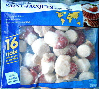 Petites noix de Saint-Jacques avec corail surgelées - Produit