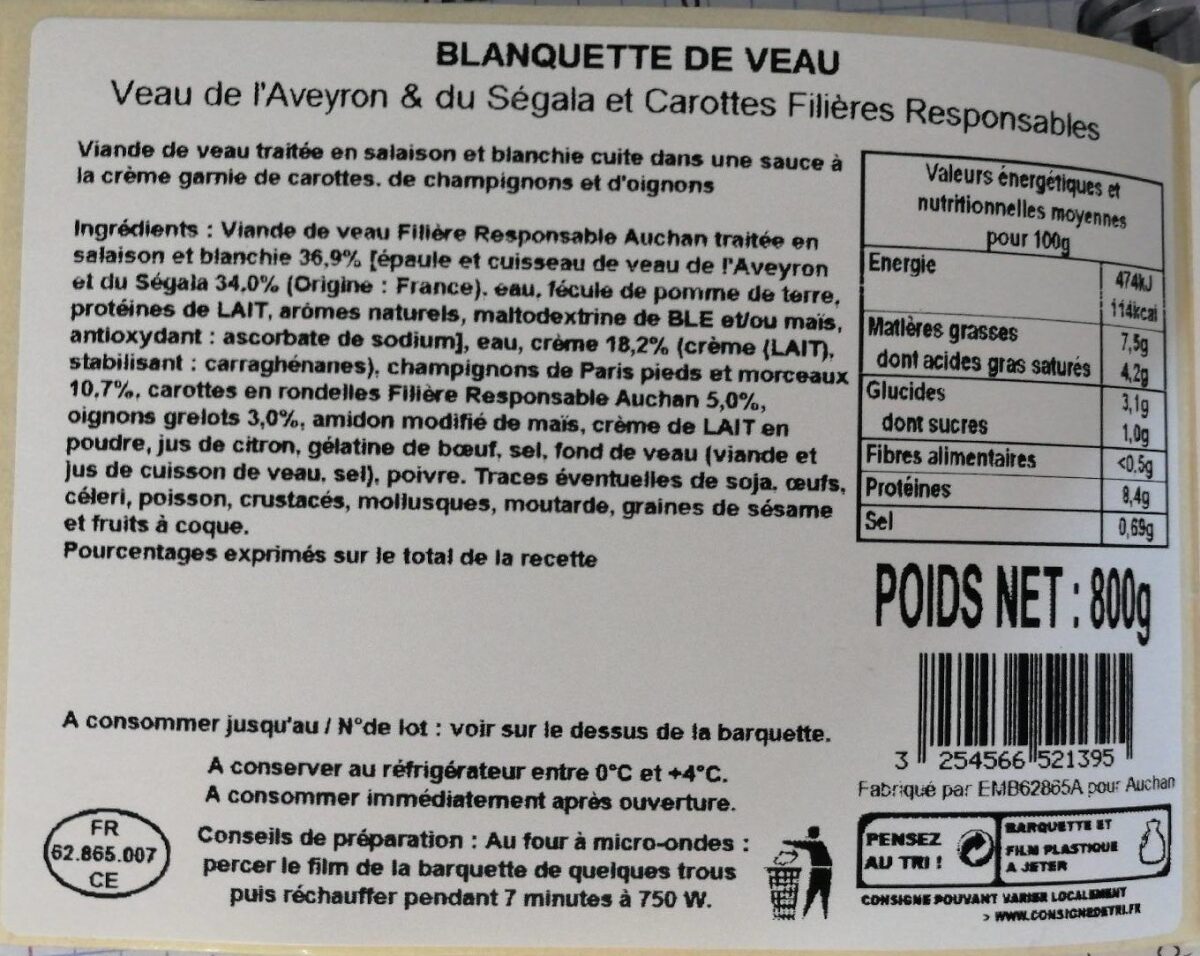 Blanquette de veau - Product - fr