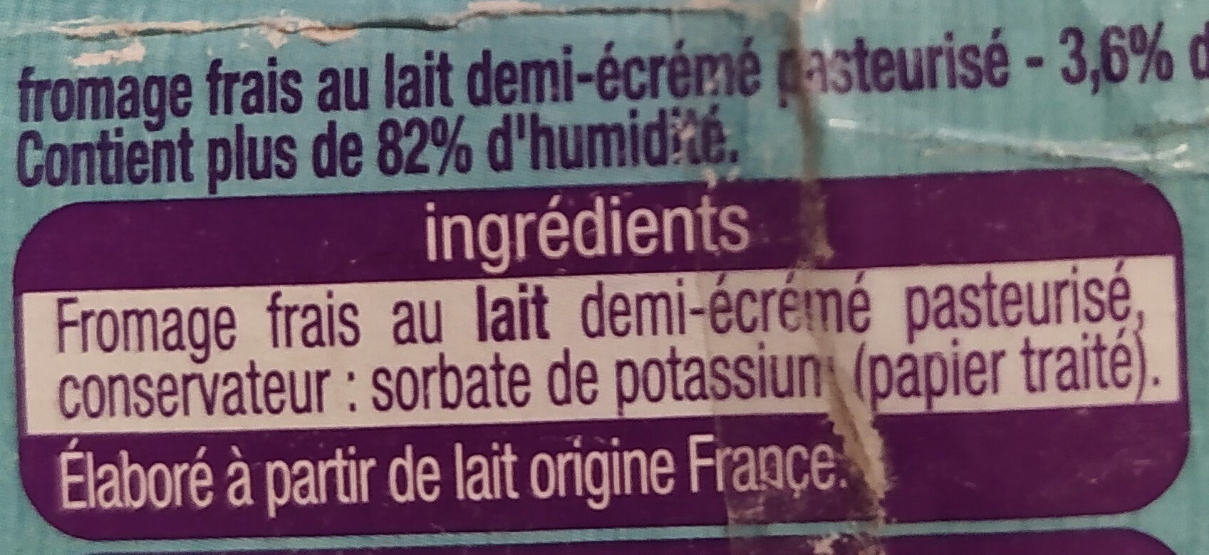 Fromage frais nature - Zutaten - fr